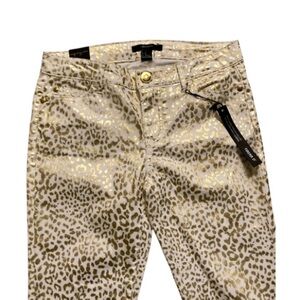 Forever 21 Women’s Skinny Ankle Pants With Gold Cheetah Print Size 26 | Y2K